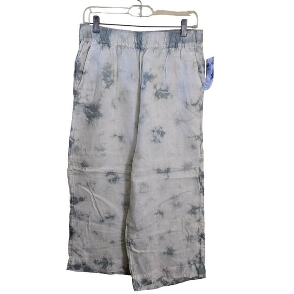 Rachel Zoe NWT100% Linen Cream Green Tie Dye Pull On Lagonlook Pants Size M - Picture 1 of 5